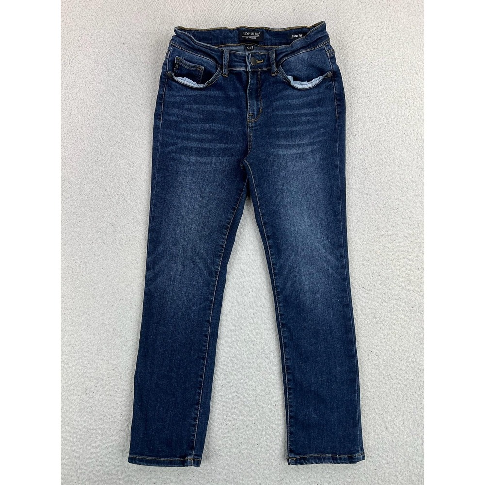 Judy Blue Capri Fit Jeans Women's 5/27 Blue Dark Wash Mid Rise Stretch Denim